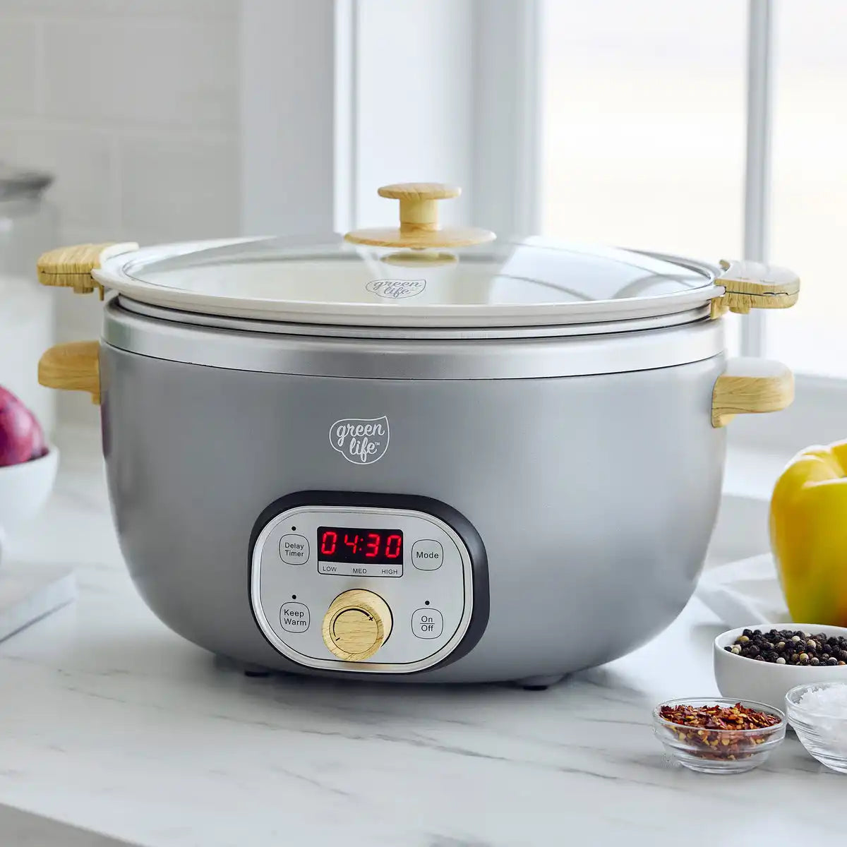 GreenLife Healthy 6-Quart Slow Cooker | Quartz Gray