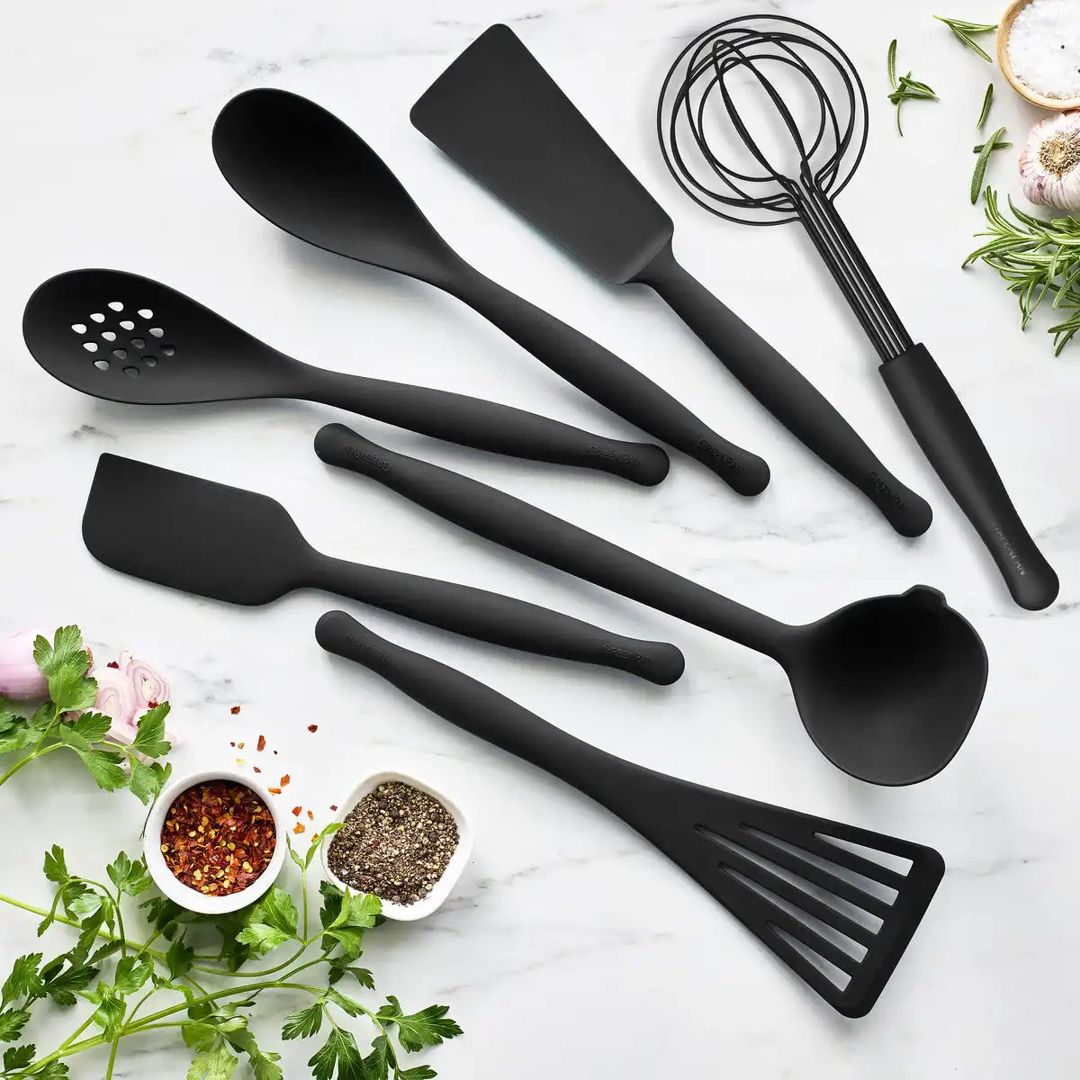 Premiere Silicone 8-Piece Utensil and Crock Set | Black