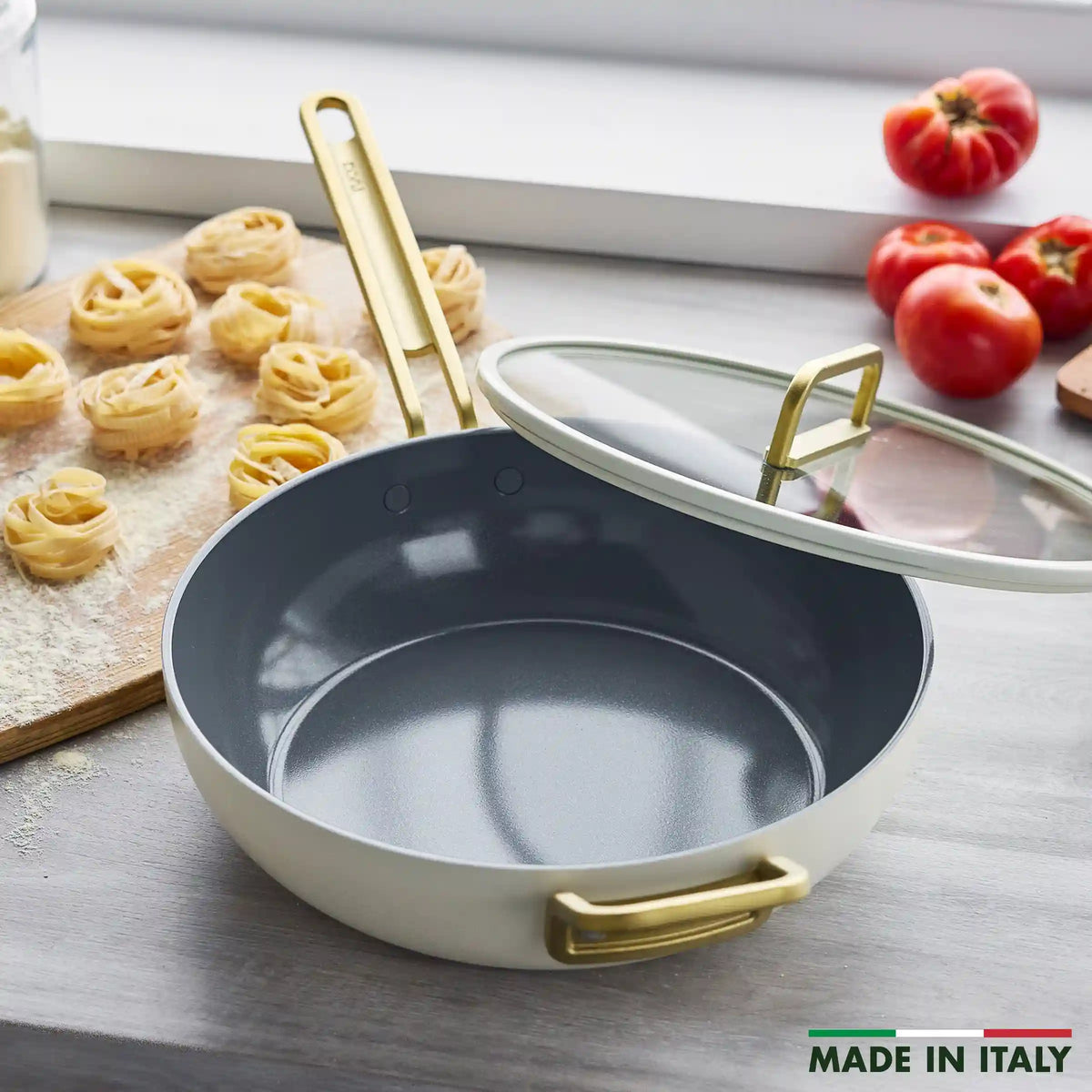 Stanley Tucci™ Ceramic Nonstick 4.5-Quart Stanley Pan Jr. | Carrara White