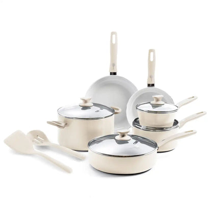 Dover Ceramic Nonstick 12-Piece Cookware Set | Cream White
