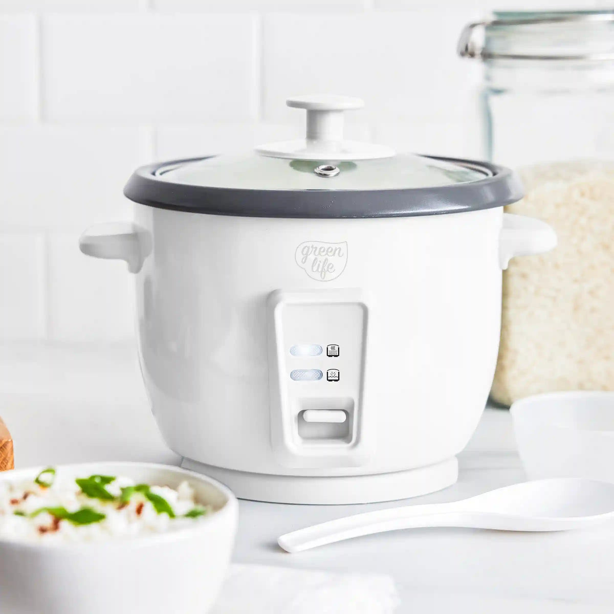 GreenLife 6-Cup Rice Cooker | White