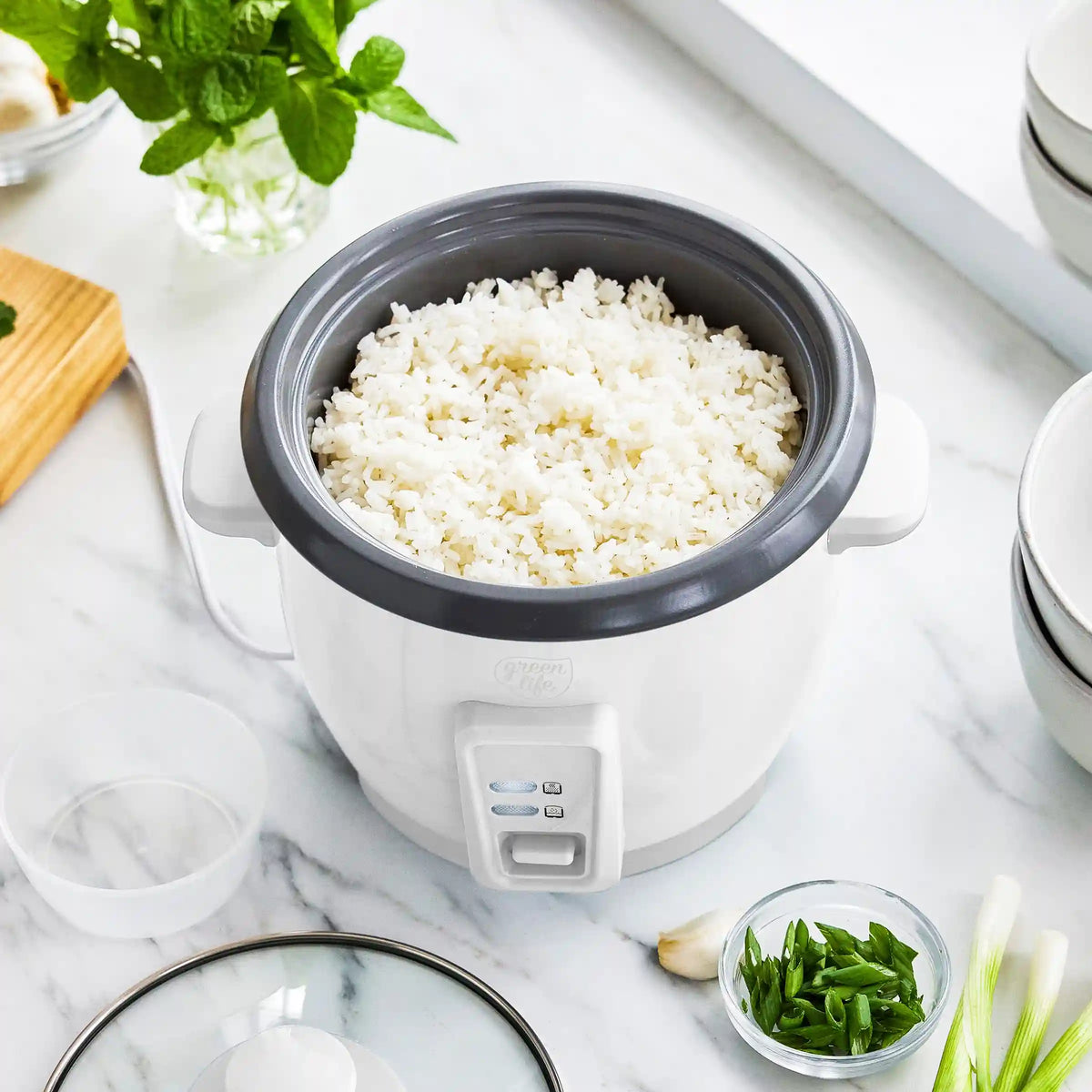 GreenLife 6-Cup Rice Cooker | White