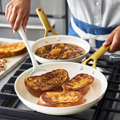 Reserve Pro Ceramic Nonstick 10" and 12" Frypan Set | Cream