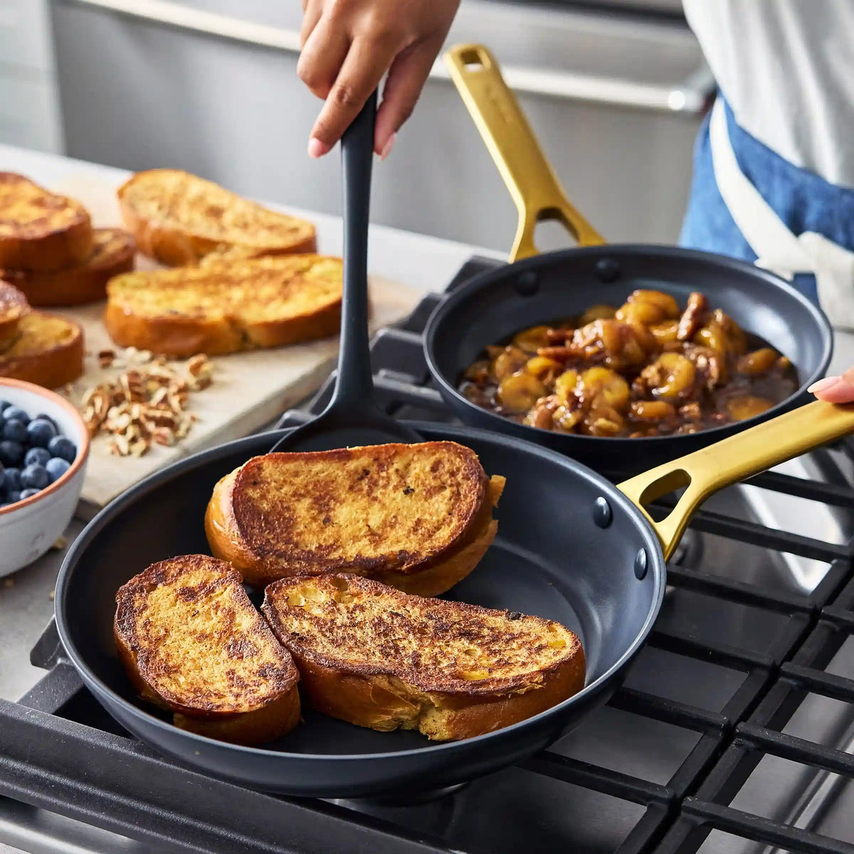 Reserve Pro Ceramic Nonstick 8", 10" and 12" Frypan Set | Black