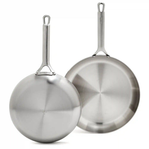 Bobby Flay by GreenPan Chef Series Uncoated Stainless Steel 10" and 12" Frypan Set
