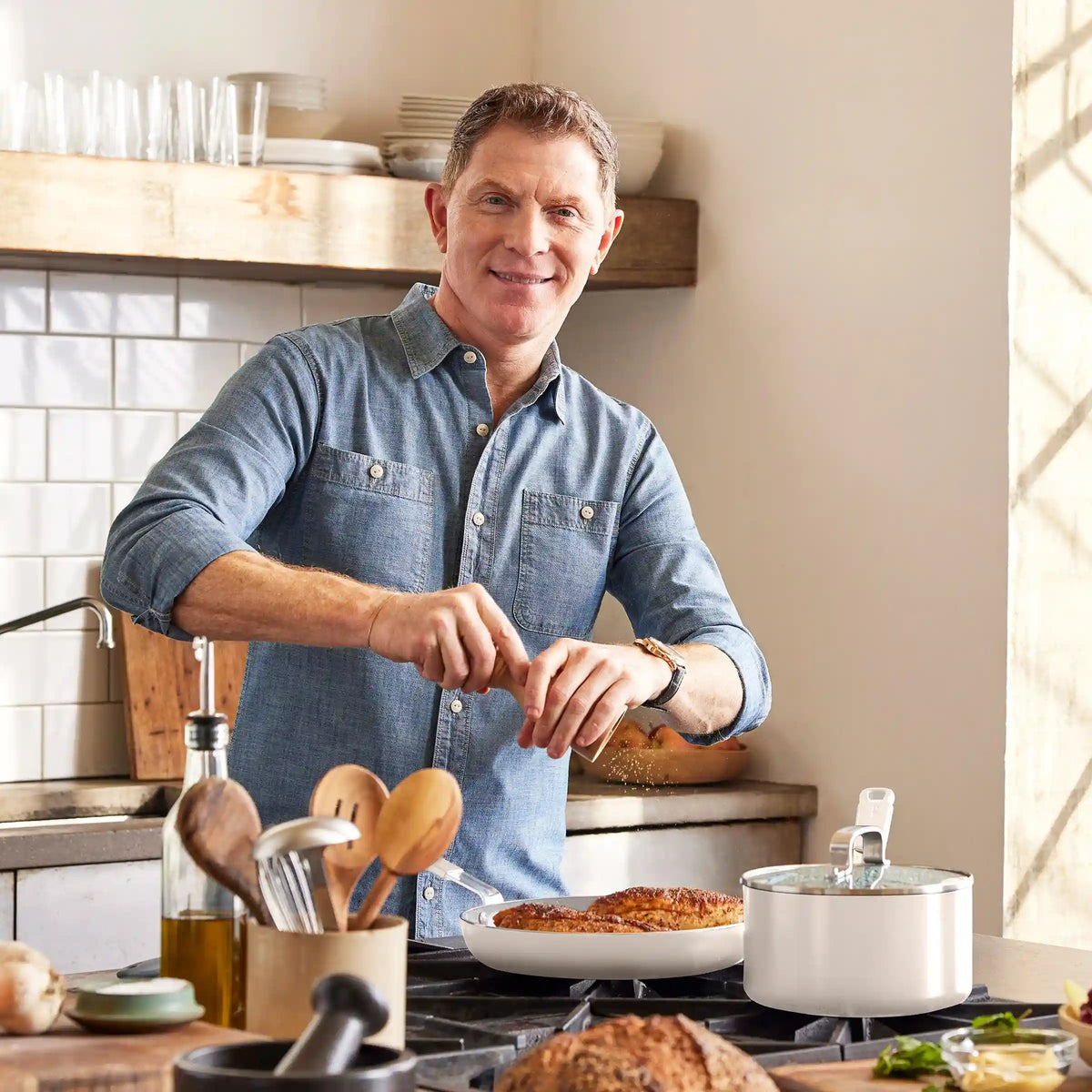 Bobby Flay by GreenPan Professional Ceramic Nonstick 12" Frypan | Cream