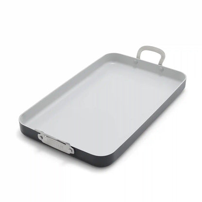 Bobby Flay by GreenPan Professional Ceramic Nonstick 18" x 11" Double Burner Griddle | Graphite