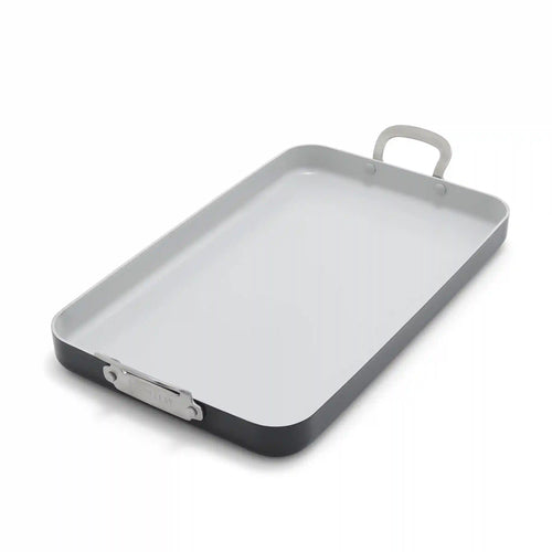 Bobby Flay by GreenPan Professional Ceramic Nonstick 18" x 11" Double Burner Griddle | Graphite