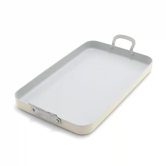 Bobby Flay by GreenPan Professional Ceramic Nonstick 18" x 11" Double Burner Griddle | Cream