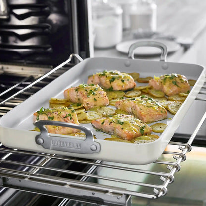 Bobby Flay by GreenPan Professional Ceramic Nonstick 18" x 11" Double Burner Griddle | Cream
