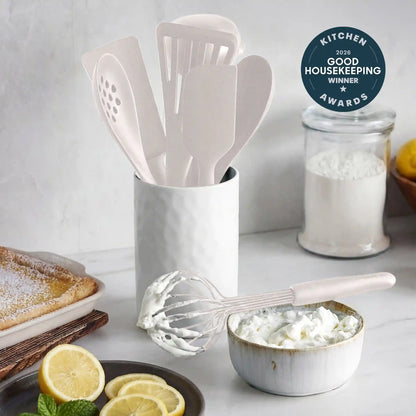 Premiere Silicone 8-Piece Utensil and Crock Set | Bisque