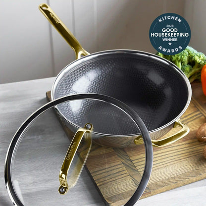 Spectra Gold Thermobond Hybrid Ceramic Nonstick 12" Wok with Lid