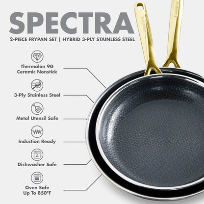 Spectra Gold Thermobond Hybrid Ceramic Nonstick 10" and 12" Frypan Set