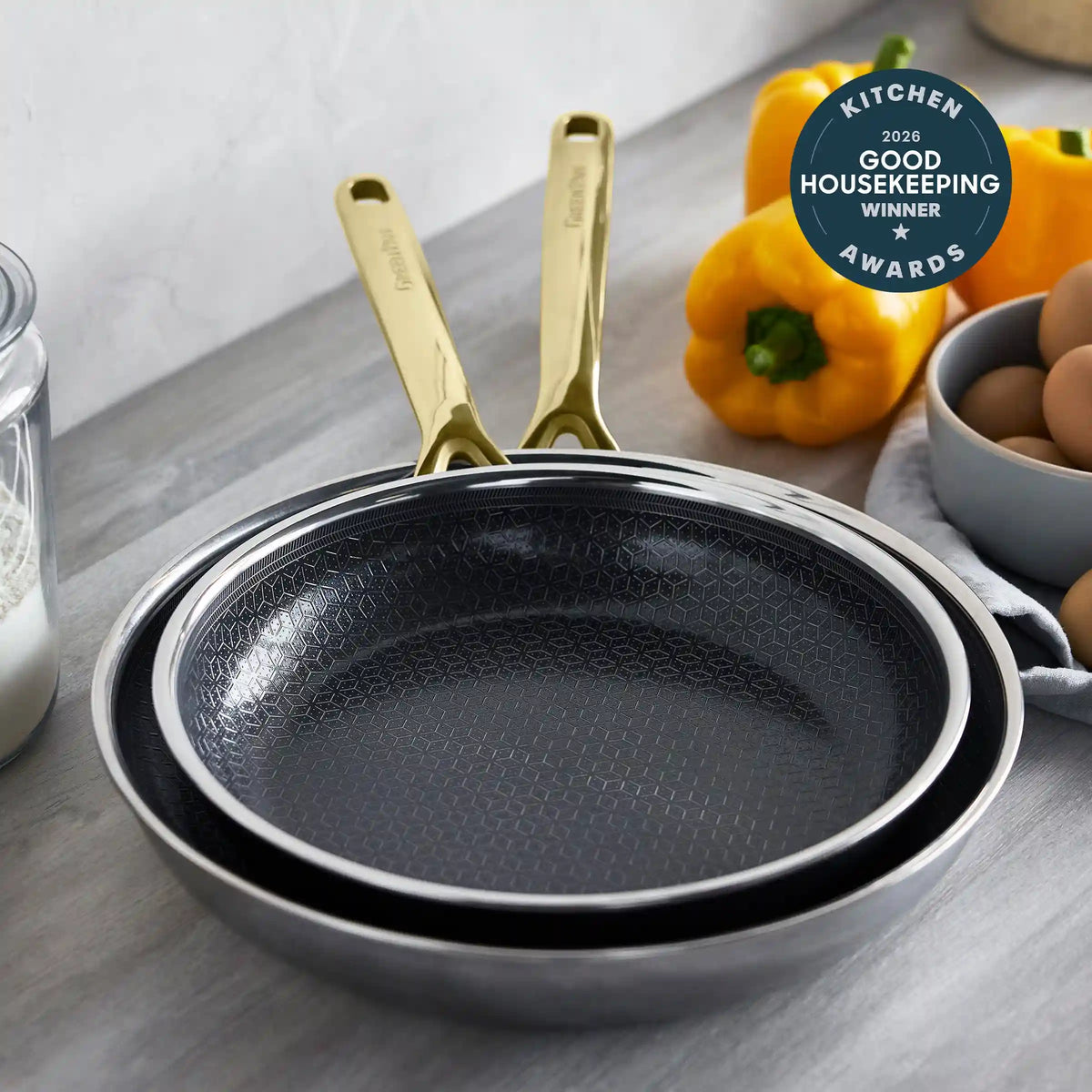 Spectra Gold Thermobond Hybrid Ceramic Nonstick 10" and 12" Frypan Set