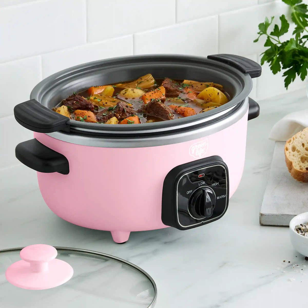 GreenLife Healthy 3.5-Quart Slow Cooker | Pink