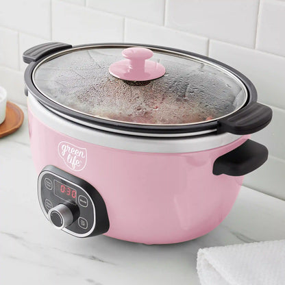 GreenLife Healthy 8-Quart Slow Cooker | Pink