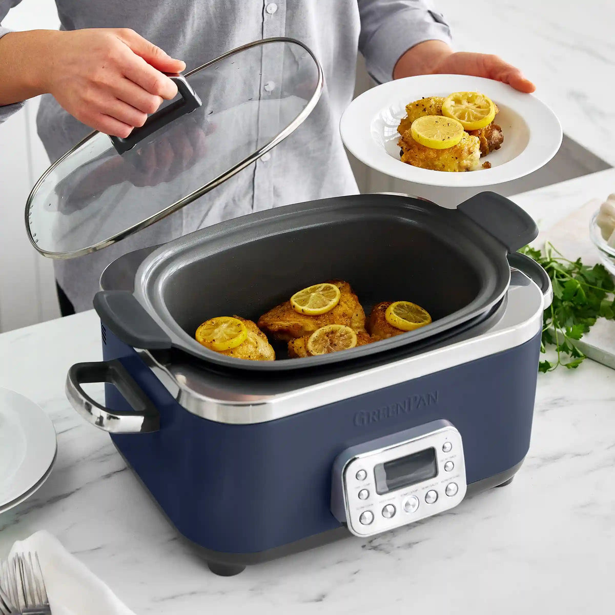 Elite 14-in-1 6-Quart Slow Cooker | Oxford Blue