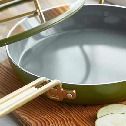 Stanley Tucci™ Ceramic Nonstick 12" Frypan with Lid | Tuscan Olive