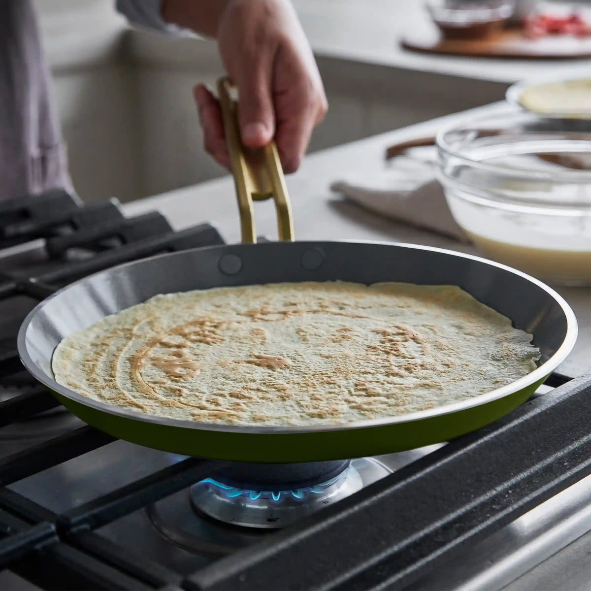 Stanley Tucci™ Ceramic Nonstick 10" Crepe and Omelette Pan | Tuscan Olive