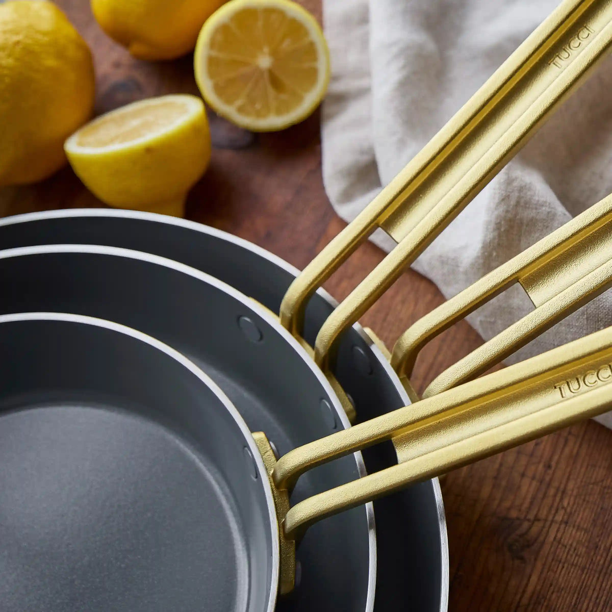 Stanley Tucci™ Stainless Steel Ceramic Nonstick 8", 10" and 12" Frypan Set