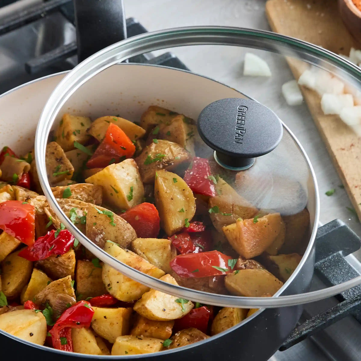 Rio Advanced Ceramic Nonstick 5-Quart Sauté Pan with Lid | Black