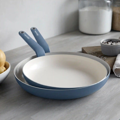 Rio Advanced Ceramic Nonstick 10" & 12" Frypan Set | Dutch Blue