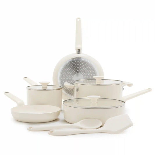 Rio Advanced Ceramic Nonstick 10-Piece Cookware Set | Cream