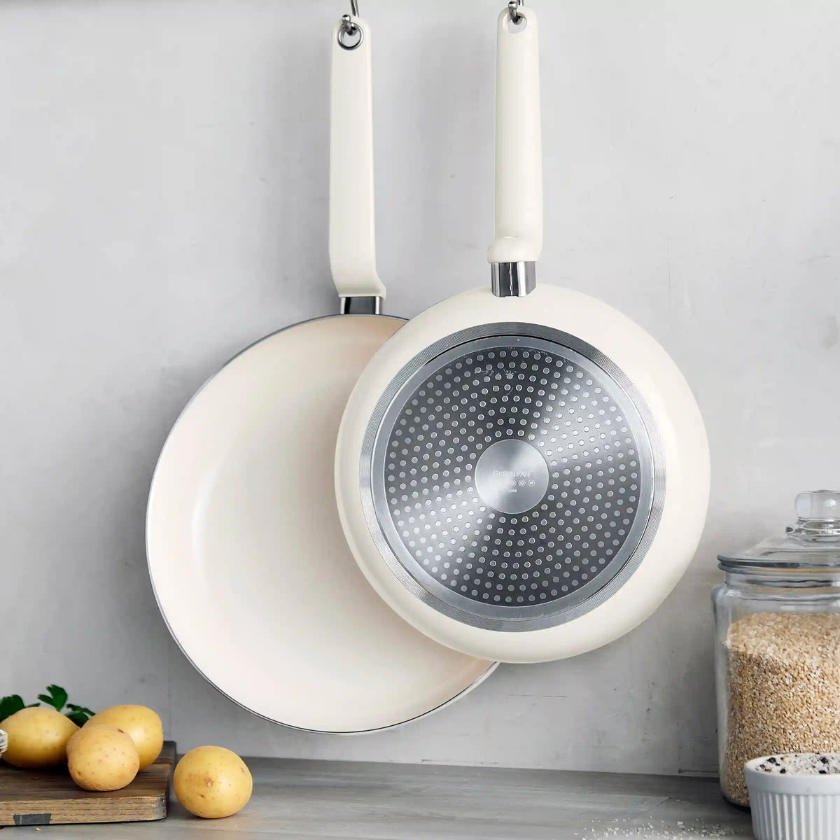 Rio Advanced Ceramic Nonstick 10" & 12" Frypan Set | Cream