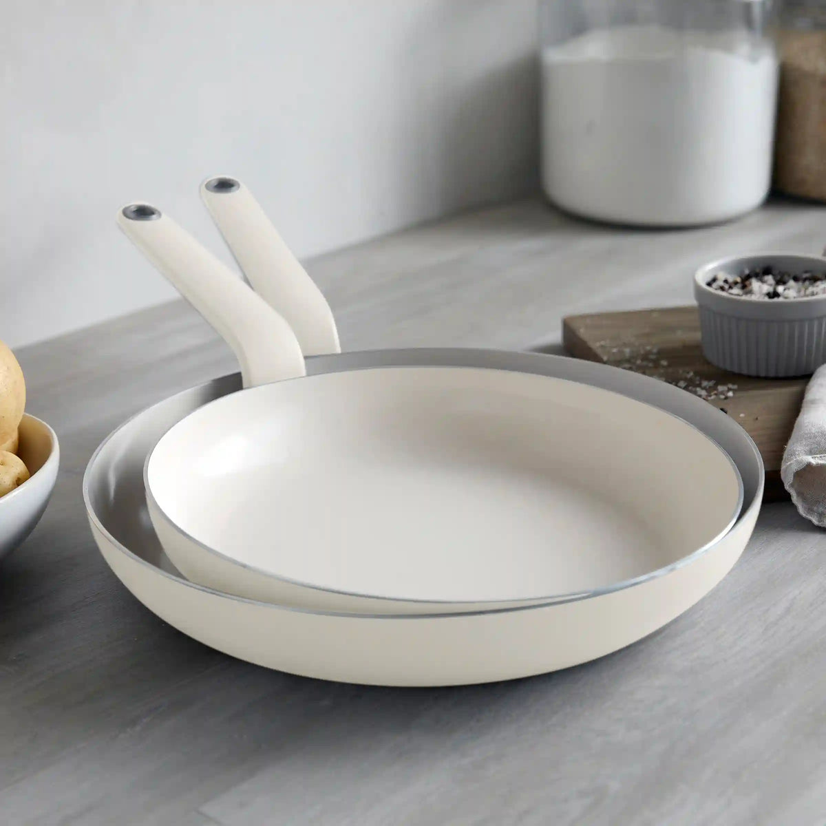 Rio Advanced Ceramic Nonstick 10" & 12" Frypan Set | Cream