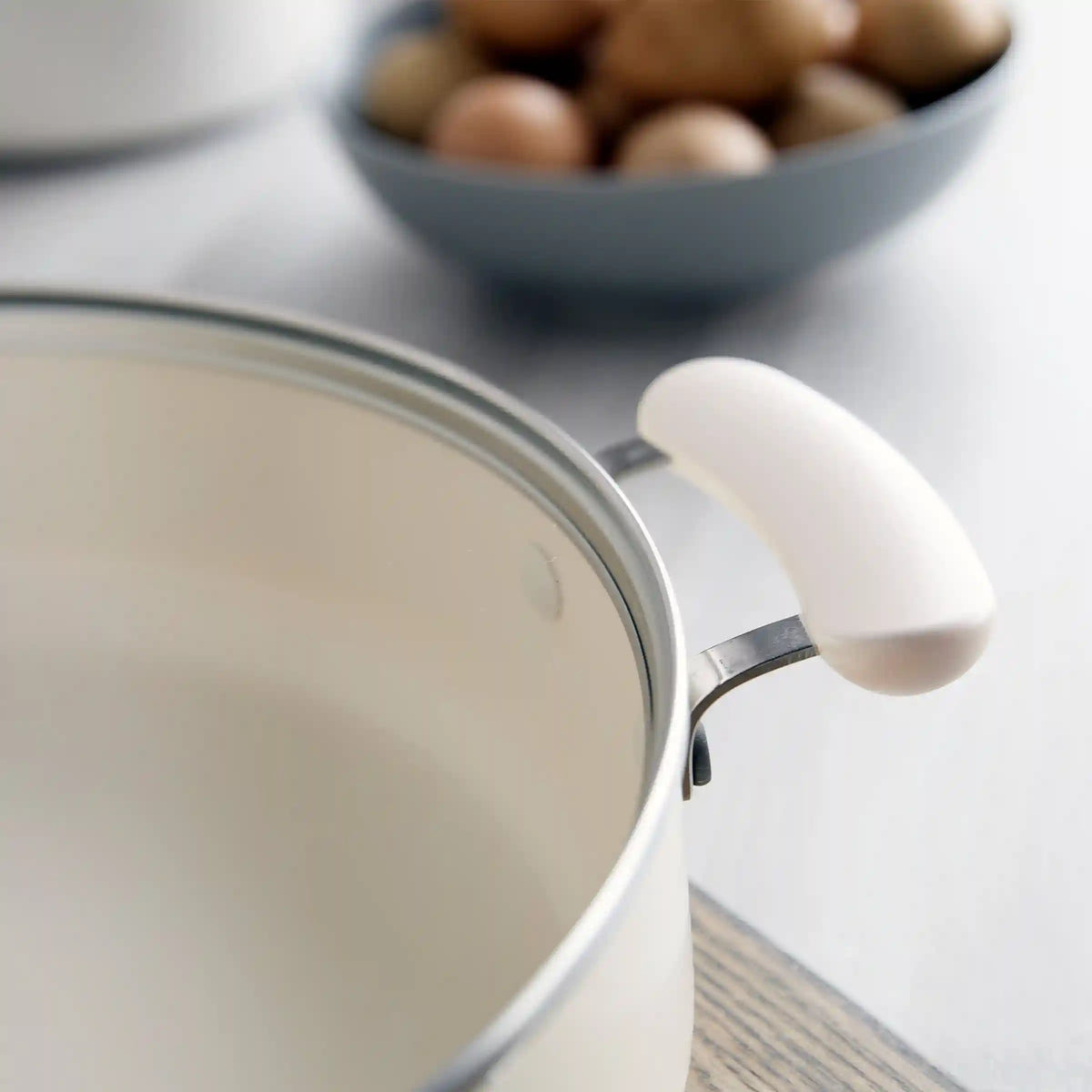 Rio Advanced Ceramic Nonstick 5-Quart Sauté Pan with Lid | Cream