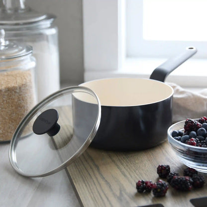 Rio Advanced Ceramic Nonstick 2-Quart Saucepan with Lid | Black