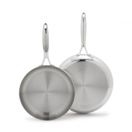 Valencia Pro Stainless Steel Uncoated 10" and 12" Frypan Set
