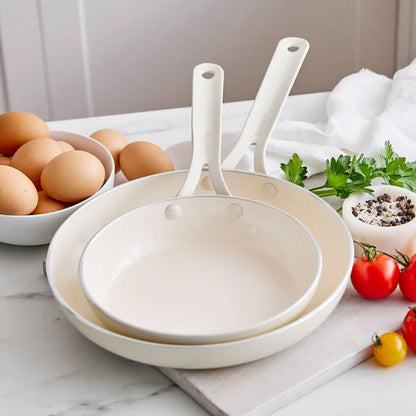 Nova Gallery Ceramic Nonstick 8" and 10" Frypan Set | Cream