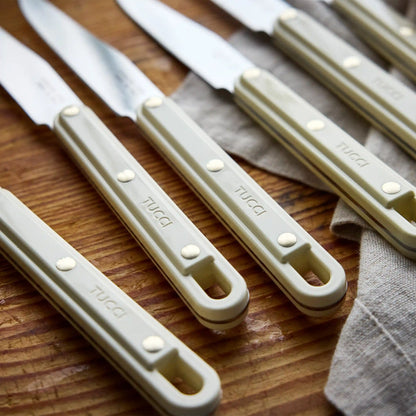 Stanley Tucci™ 6-Piece Steak Knife Set with Wood Tray | Carrara White