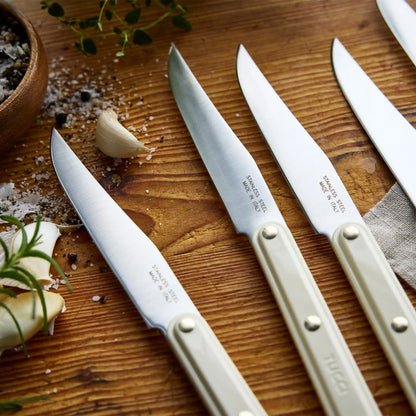 Stanley Tucci™ 6-Piece Steak Knife Set with Wood Tray | Carrara White
