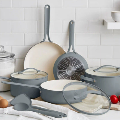 Nova Gallery Ceramic Nonstick 10-Piece Cookware Set | Gray