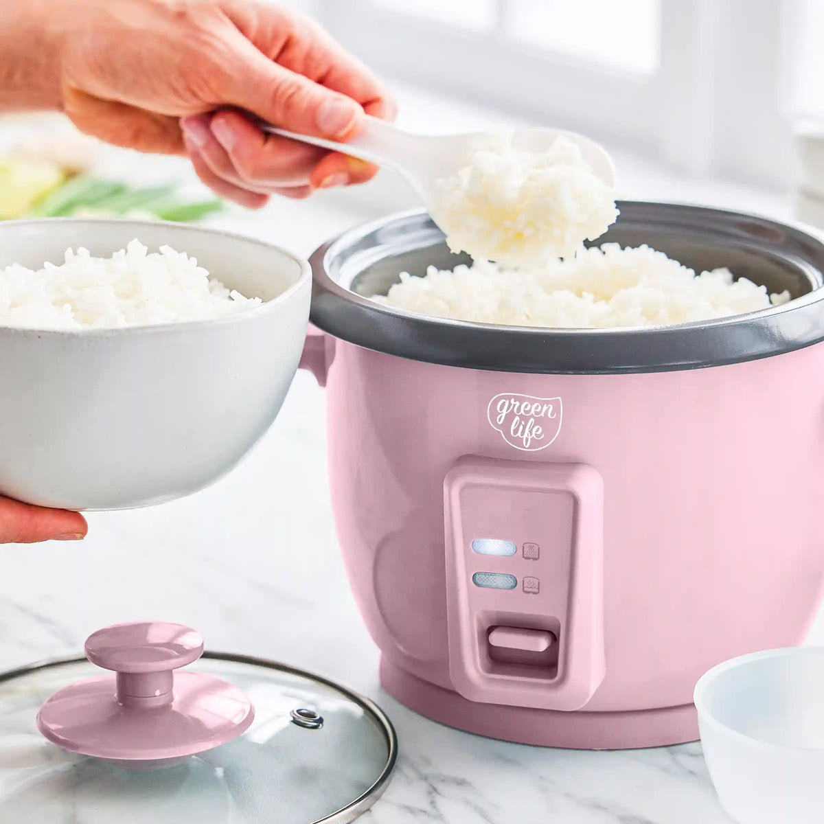 GreenLife 6-Cup Rice Cooker | Pink
