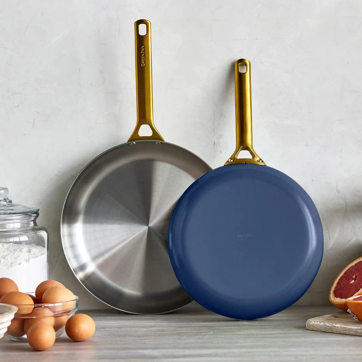 Reserve Pro Uncoated Stainless Steel 10" and 12" Frypan Set | Twilight