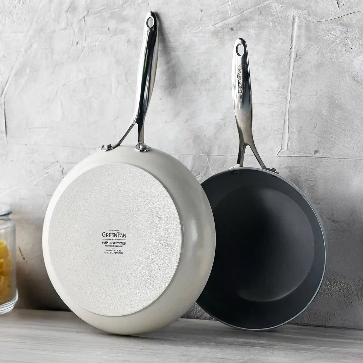 Valencia Pro Ceramic Nonstick 9.5" and 11" Frypan Set | Cream