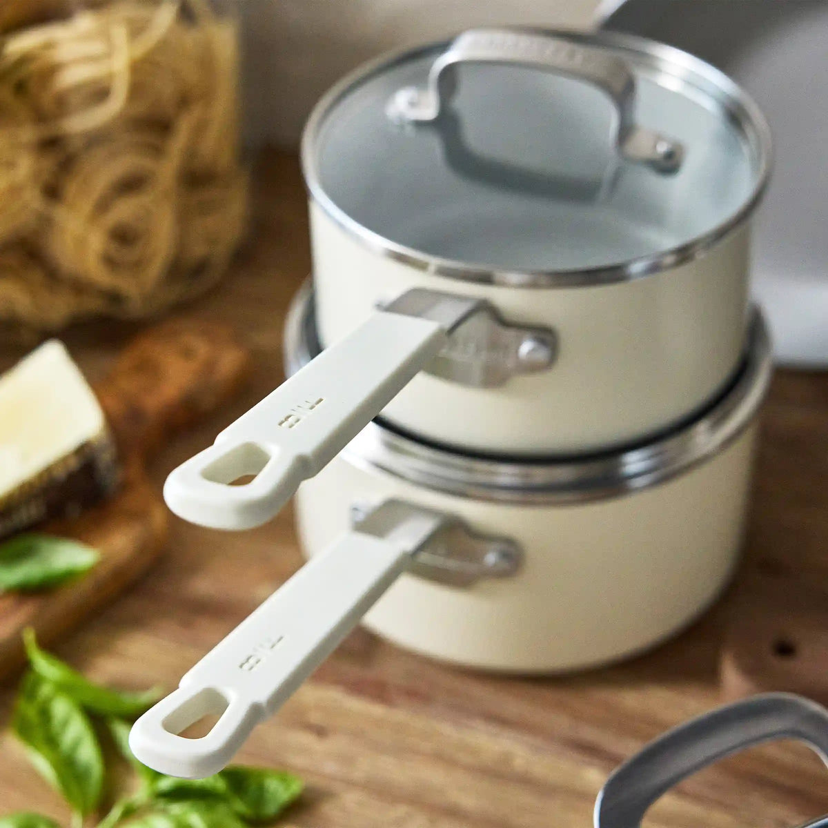 Bobby Flay by GreenPan Professional Ceramic Nonstick 10-Piece Cookware Set | Cream