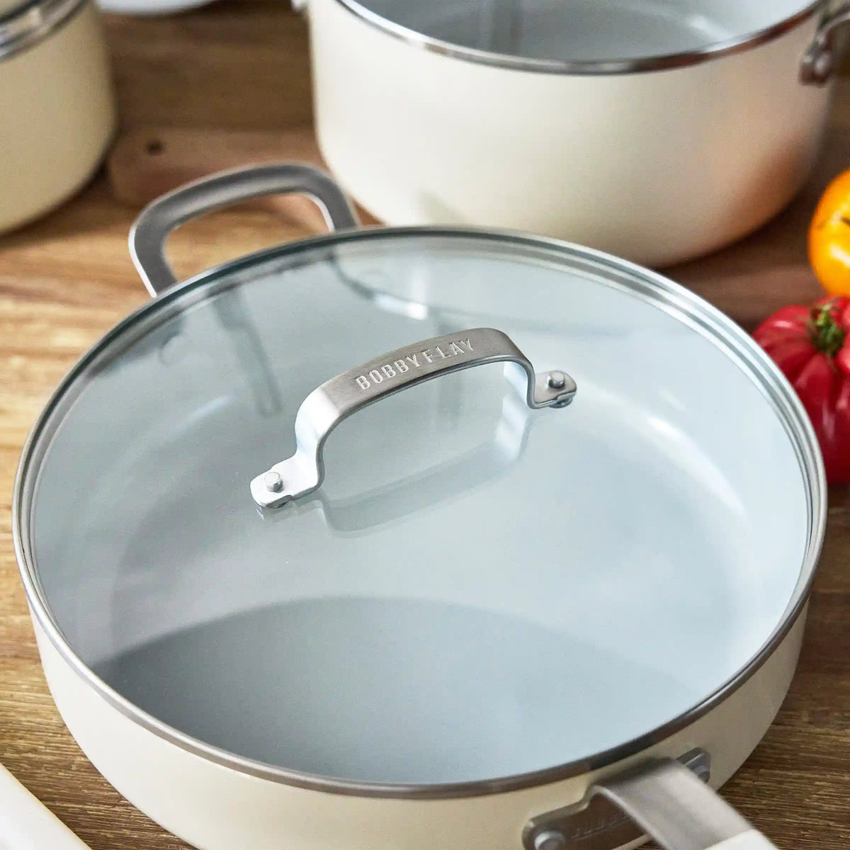 Bobby Flay by GreenPan Professional Ceramic Nonstick 16-Piece Cookware Set | Cream