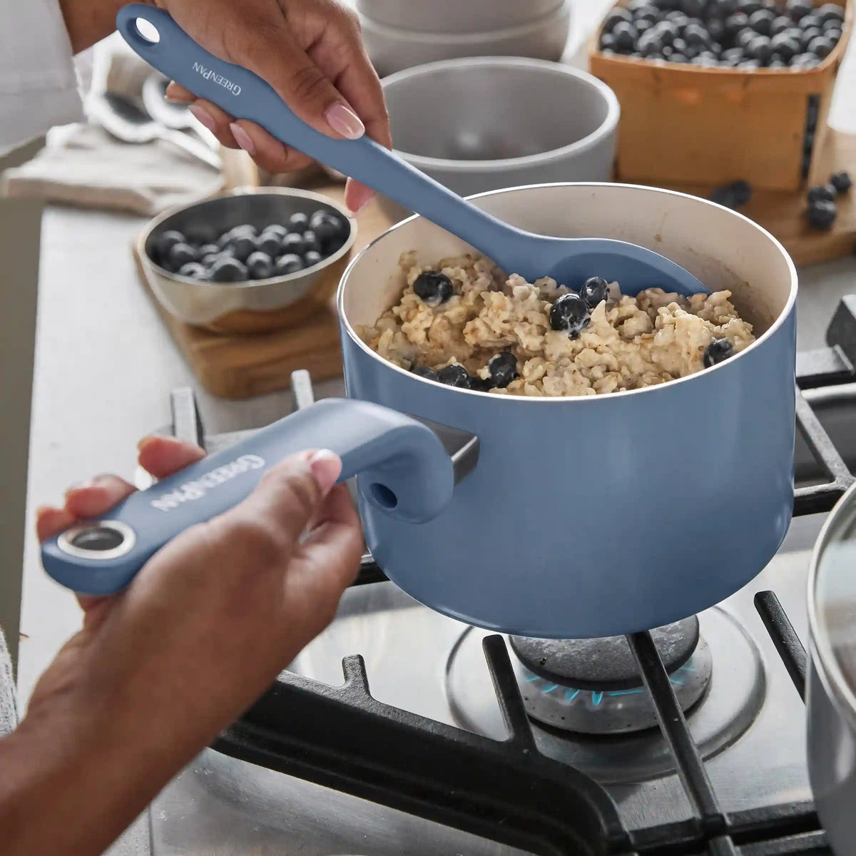 Rio Advanced Ceramic Nonstick 2-Quart Saucepan with Lid | Dutch Blue