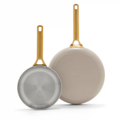 Reserve Pro Uncoated Stainless Steel 10" and 12" Frypan Set | Macadamia