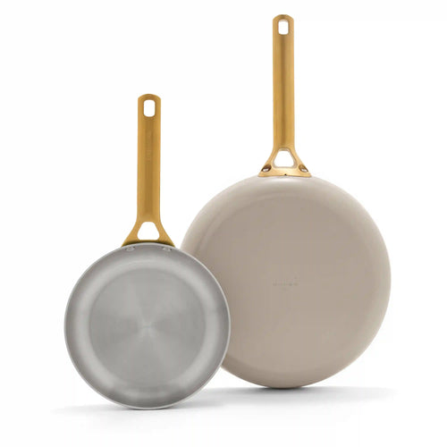 Reserve Pro Uncoated Stainless Steel 10" and 12" Frypan Set | Macadamia