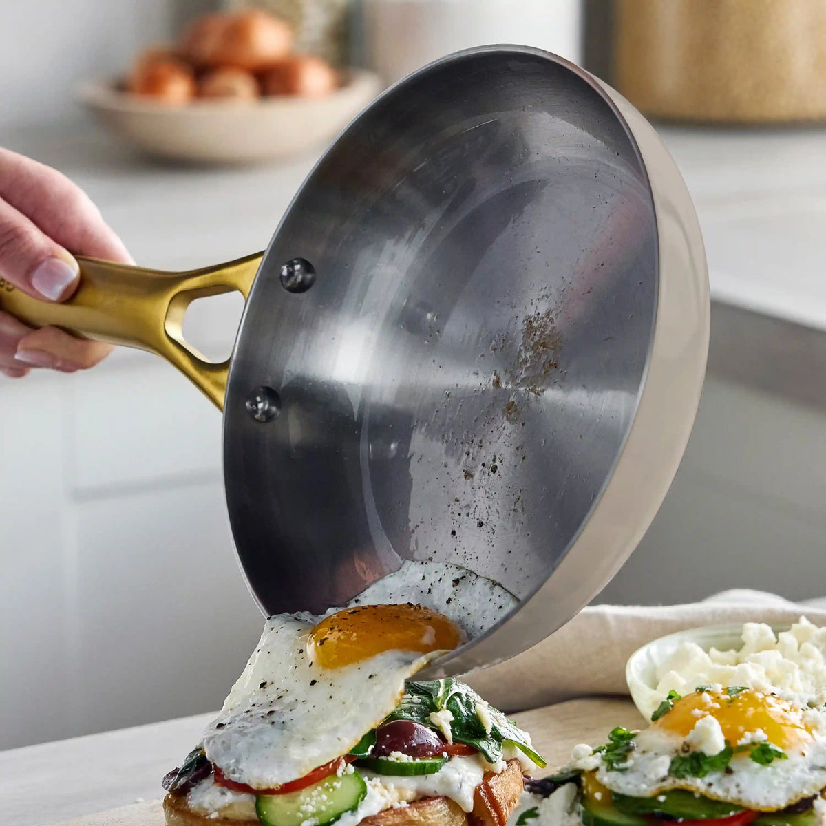 Reserve Pro Uncoated Stainless Steel 10" and 12" Frypan Set | Macadamia