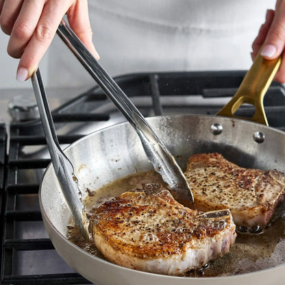 Reserve Pro Uncoated Stainless Steel 10" and 12" Frypan Set | Macadamia