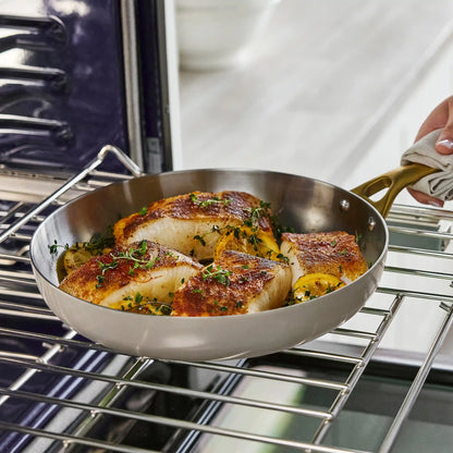 Reserve Pro Uncoated Stainless Steel 10" and 12" Frypan Set | Macadamia