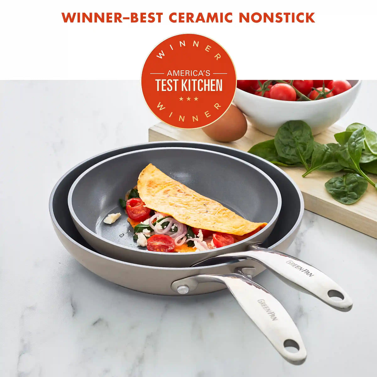 Valencia Pro Ceramic Nonstick 9.5" and 11" Frypan Set | Taupe