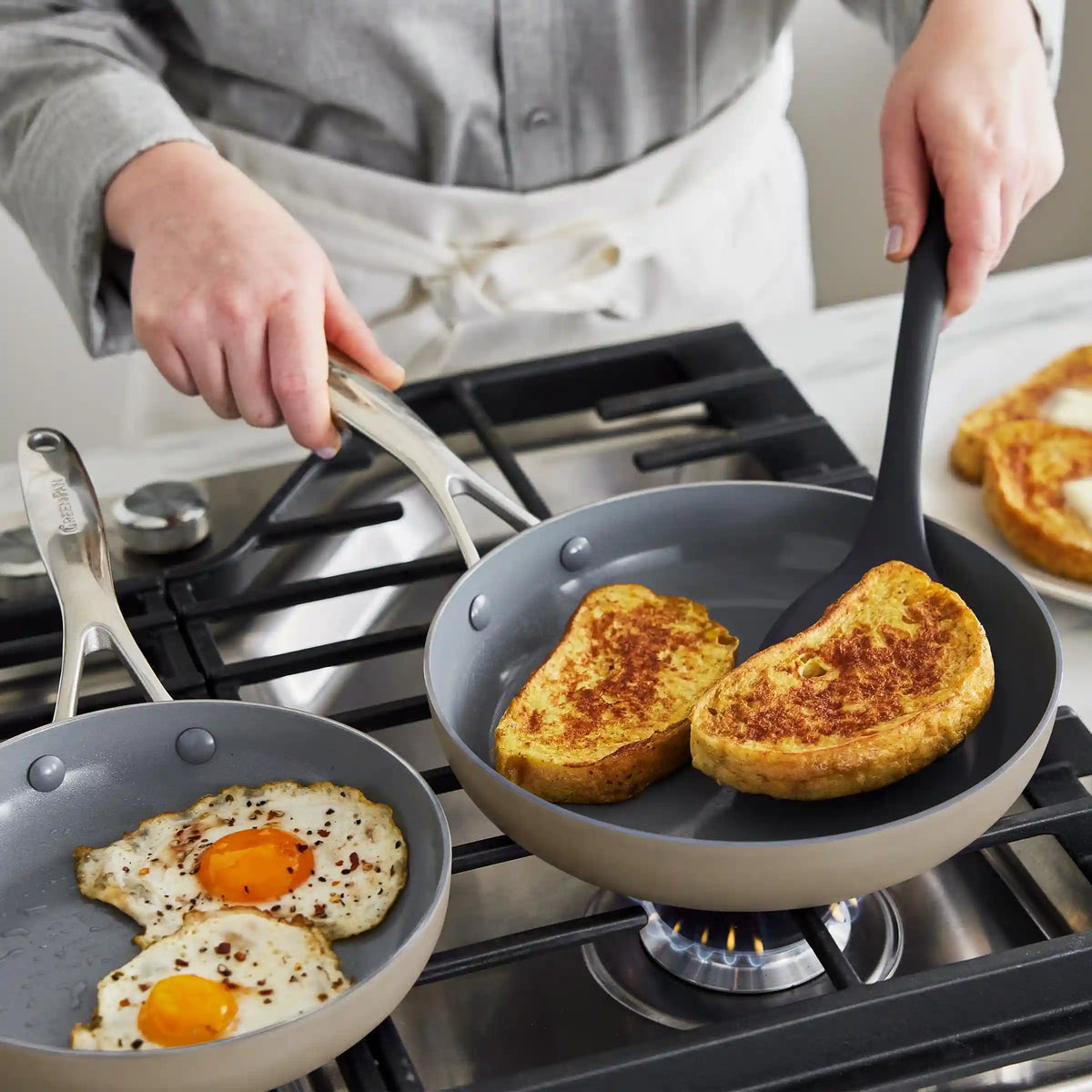 Valencia Pro Ceramic Nonstick 9.5" and 11" Frypan Set | Taupe