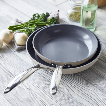 Valencia Pro Ceramic Nonstick 9.5" and 11" Frypan Set | Taupe